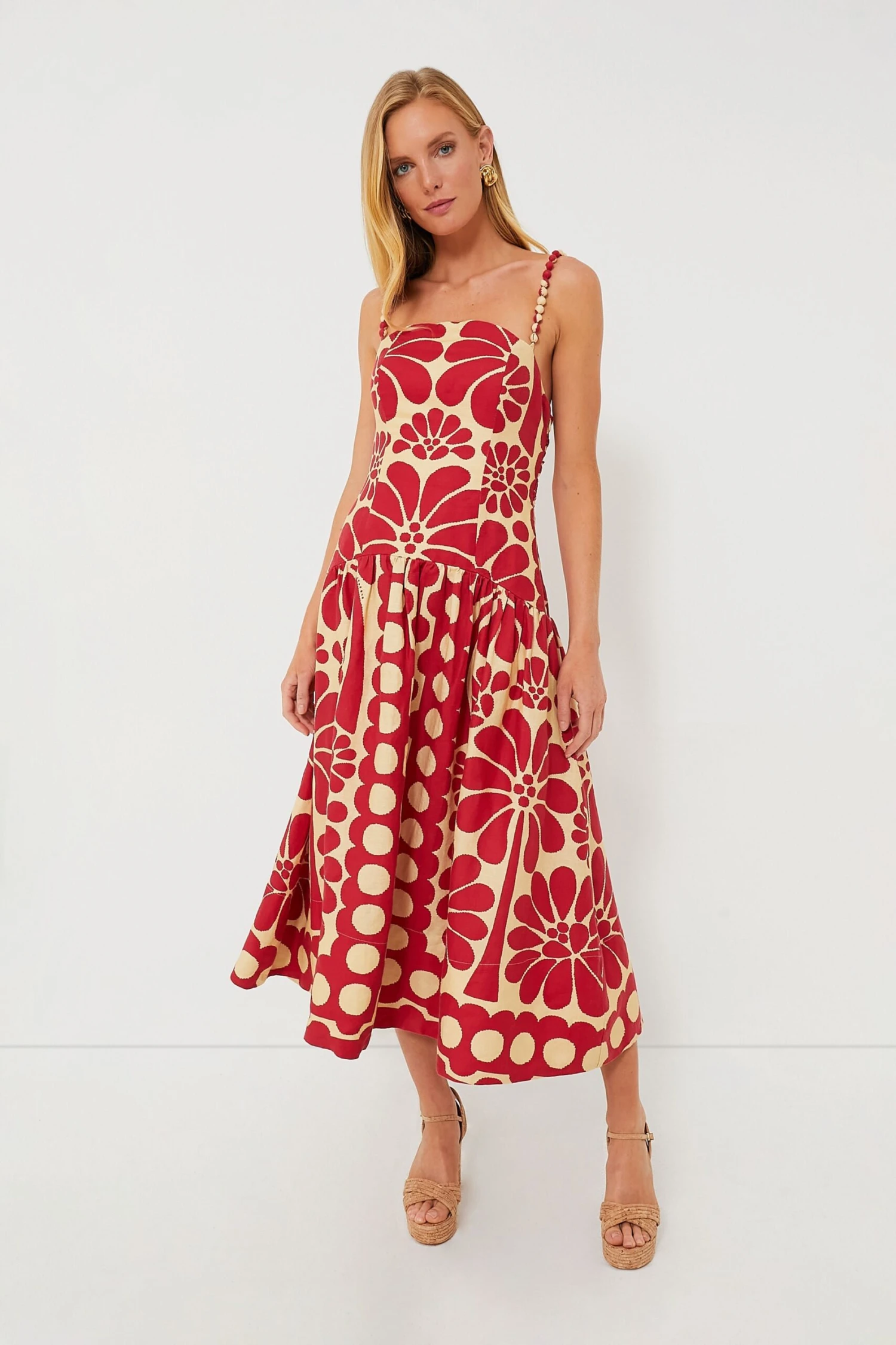 Farm Rio Palermo Red Sleeveless Dress