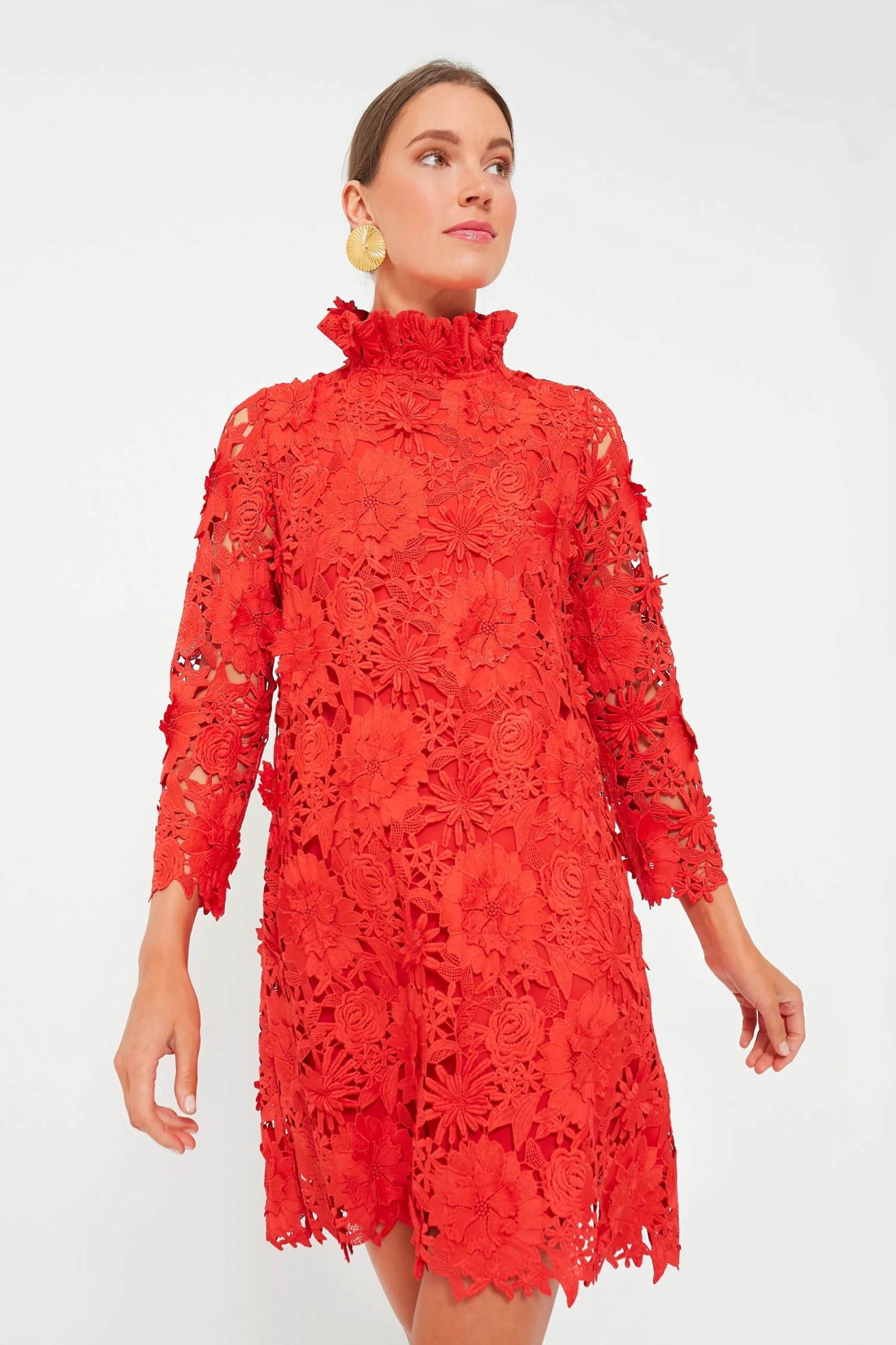 Red Guipure Lace Daphne Dress - Image 2