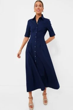 Staud Navy Joan Maxi Dress