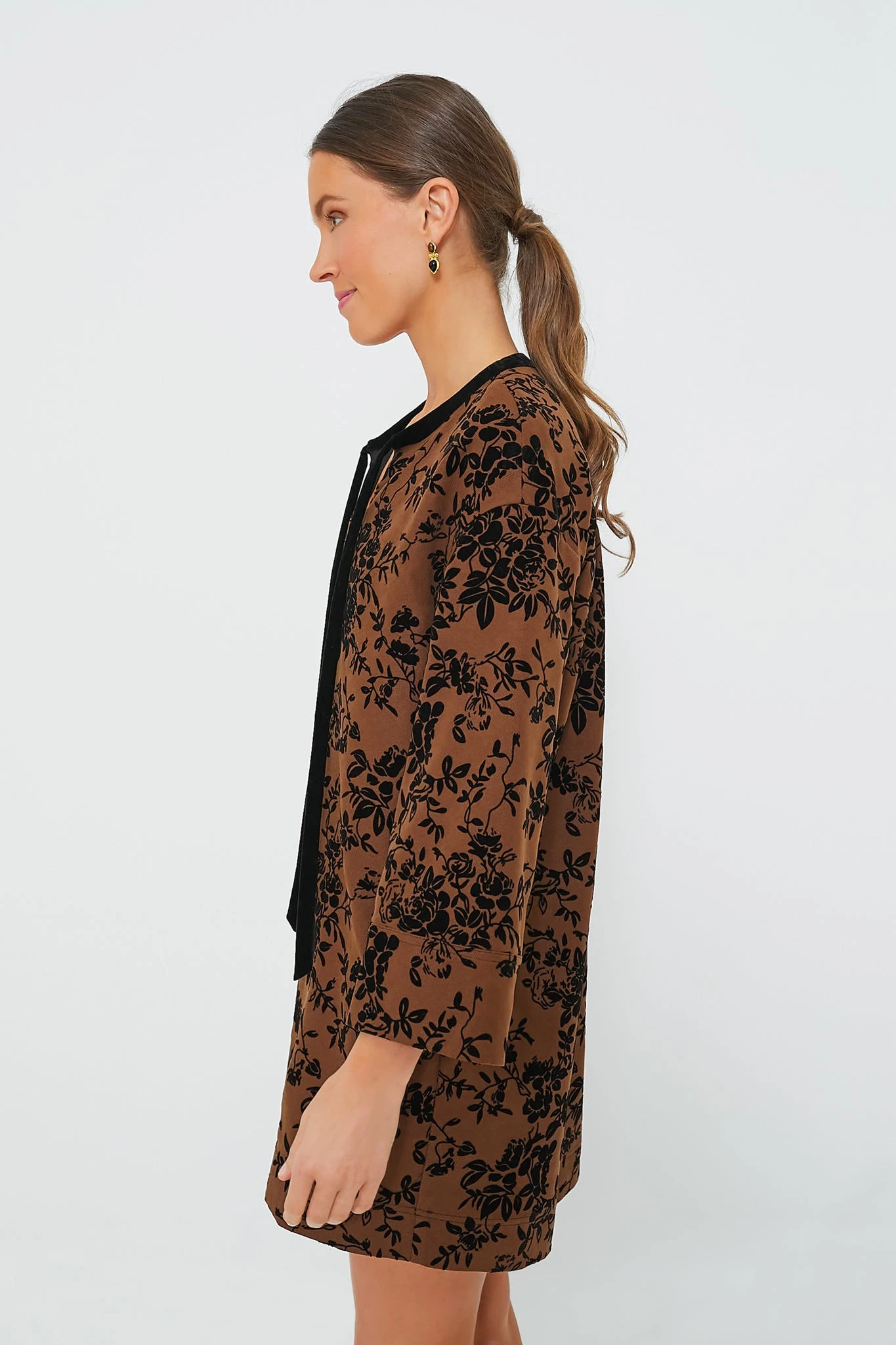 Brown & Black Burnout Floral Elma Mini Dress - Image 3