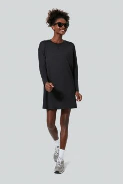 Black Long Sleeve Corinne Sport Dress