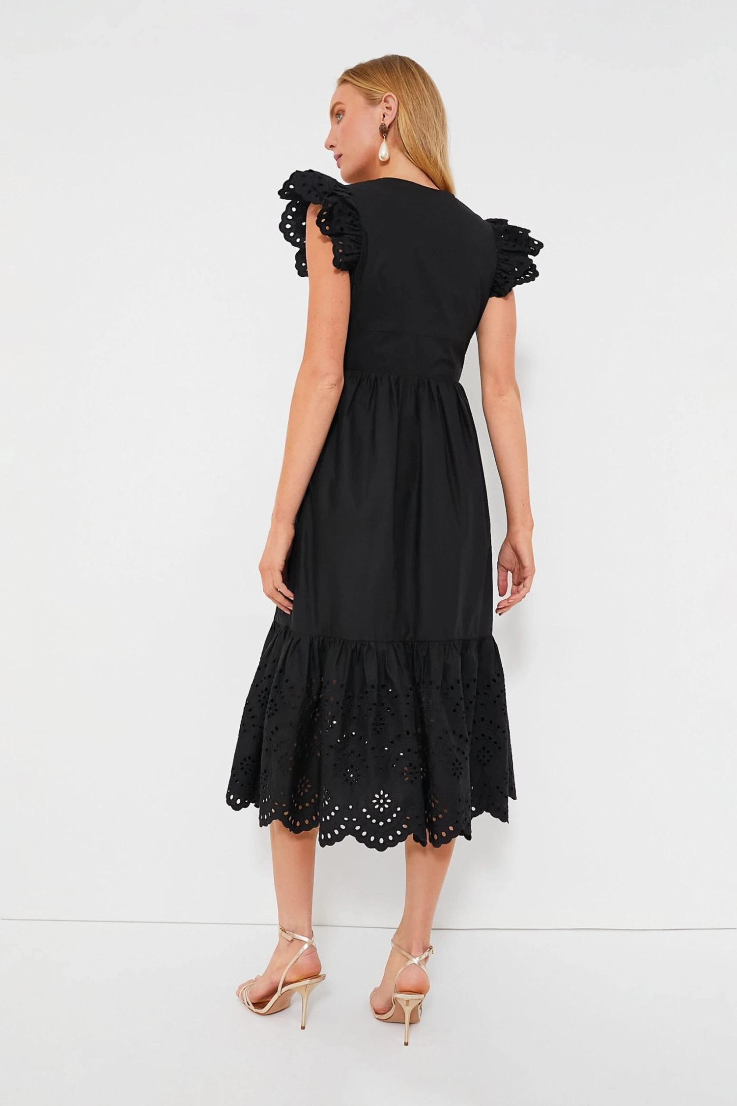 Black Eyelet Marshall Midi Dress - Image 4