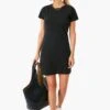 Black Modern Slub Tee Dress