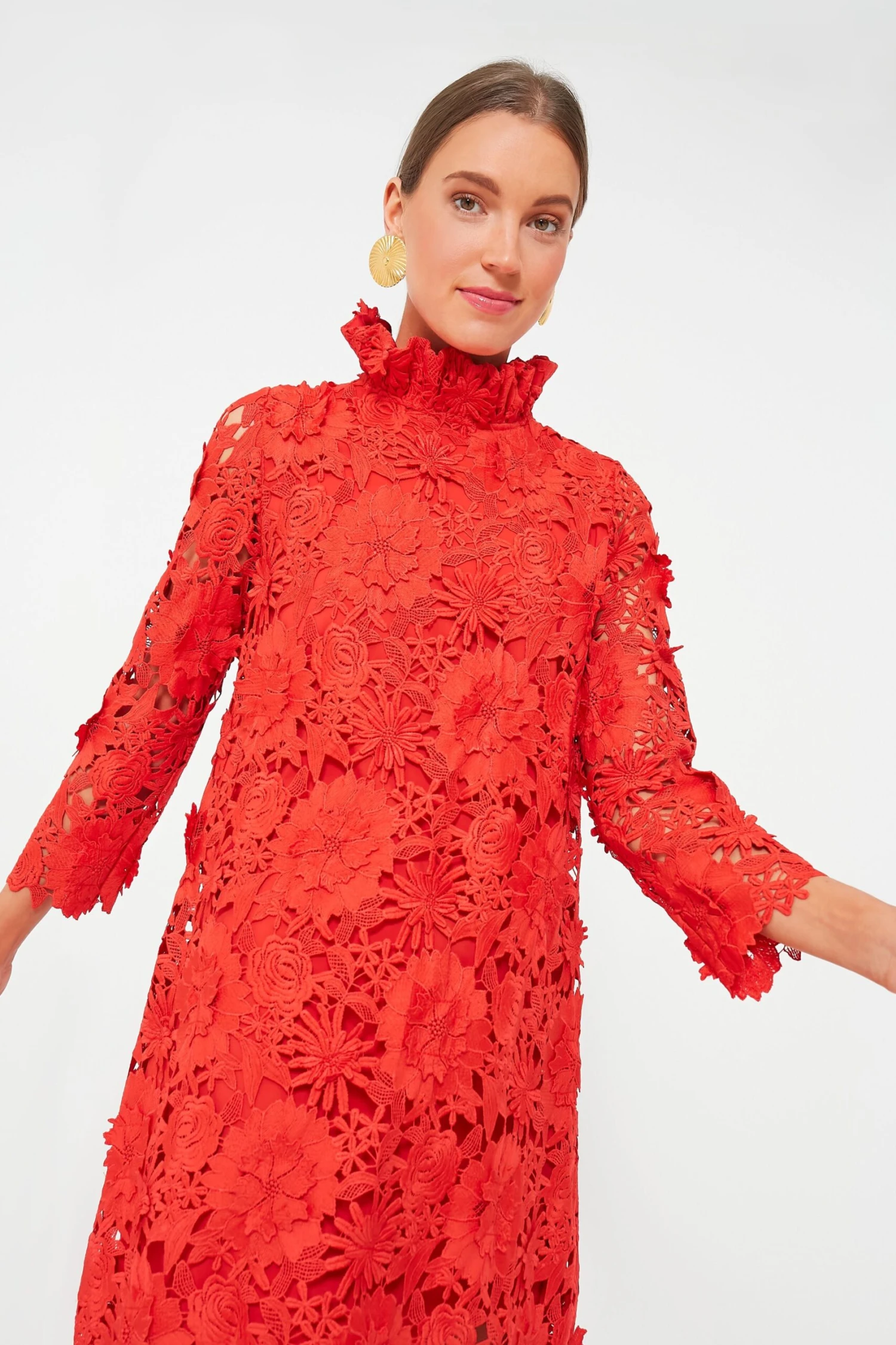 Red Guipure Lace Daphne Dress - Image 5