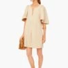 Khaki Finley Flutter Sleeve Dress