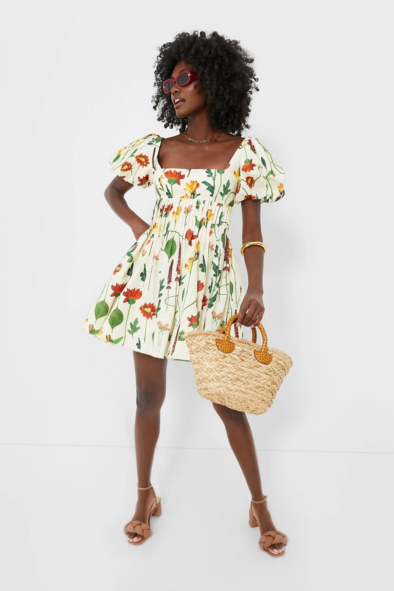 Exclusive Ivory Floral Caramelo Mini Dress - Image 6