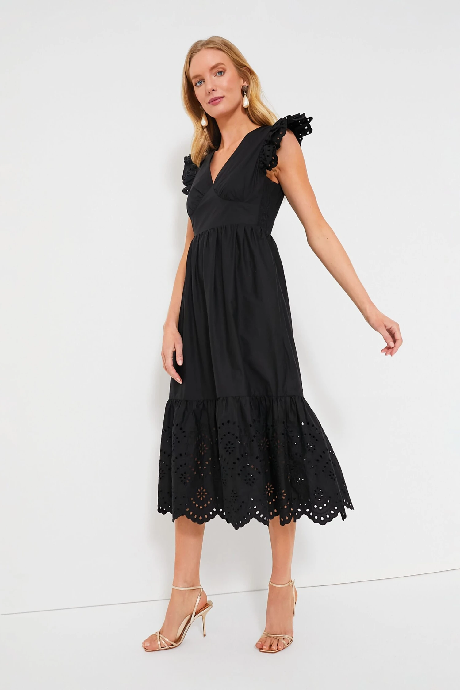 Black Eyelet Marshall Midi Dress - Image 2
