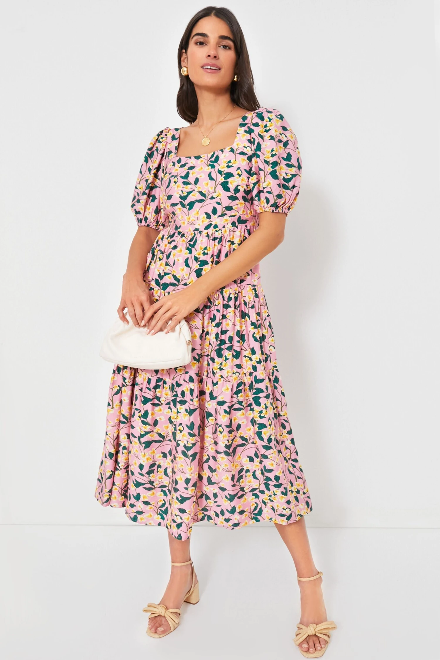 Exclusive Pink Multi Floral Print Midi Dress - Image 2