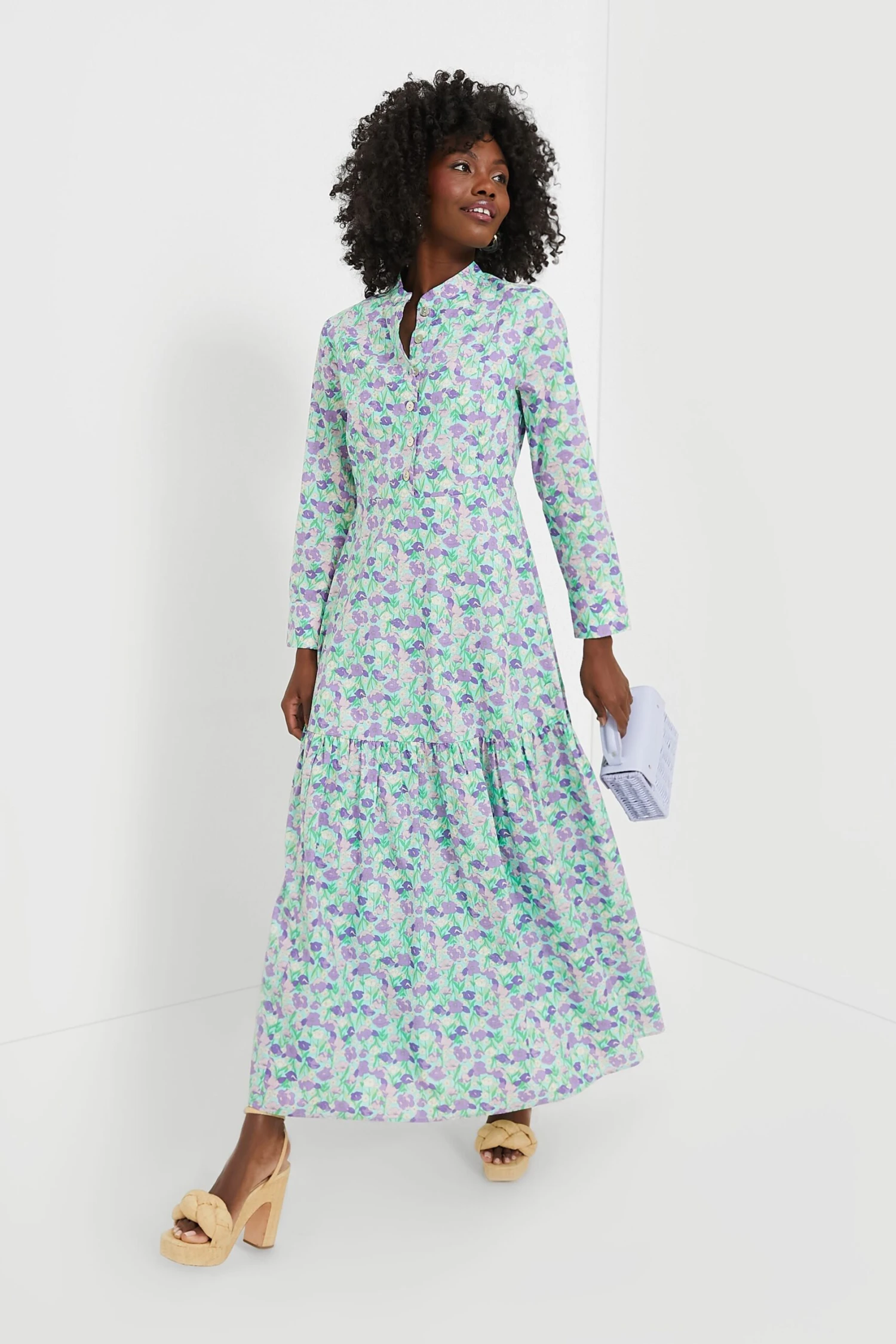 Blue Multi Floral Bellflower Maxi Dress - Image 2