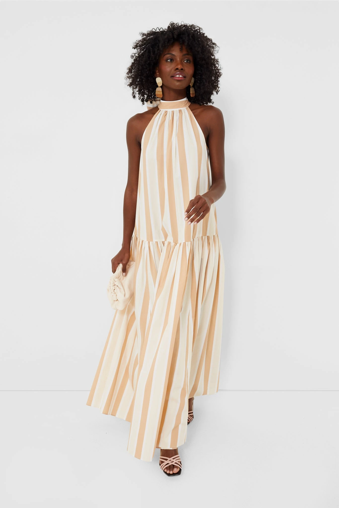 Staud Sand Stripe Midi Marlowe Dress - Image 2