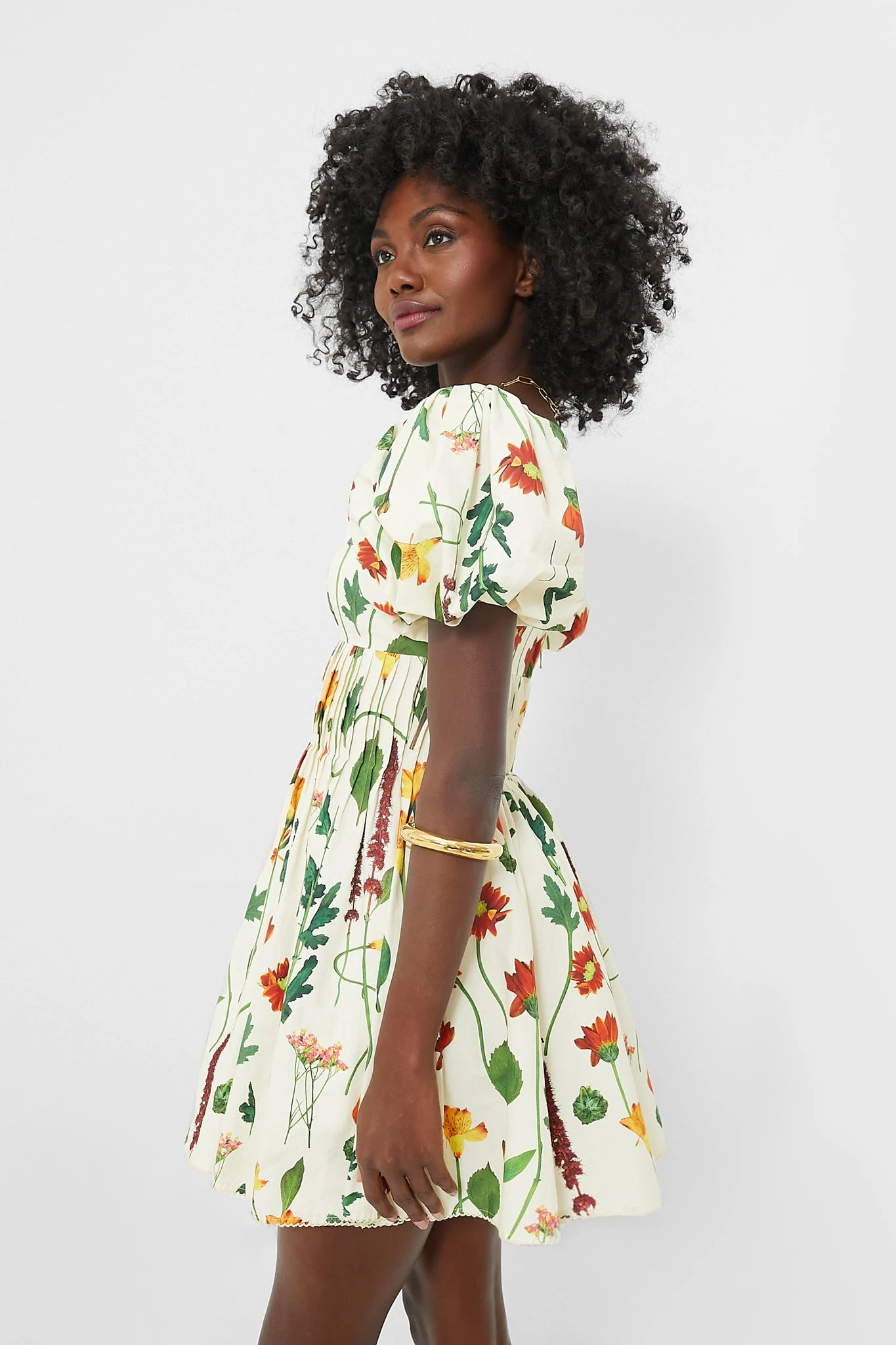 Exclusive Ivory Floral Caramelo Mini Dress - Image 3