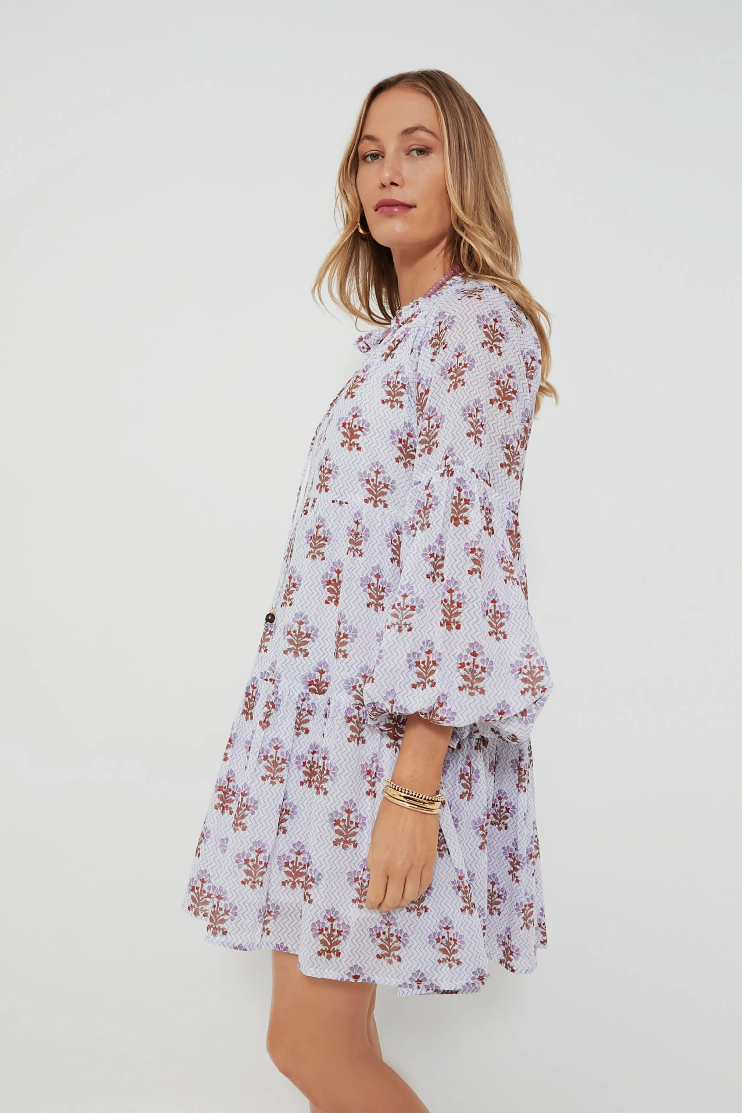Lavender Atherton Balloon Sleeve Short Dress - Image 3
