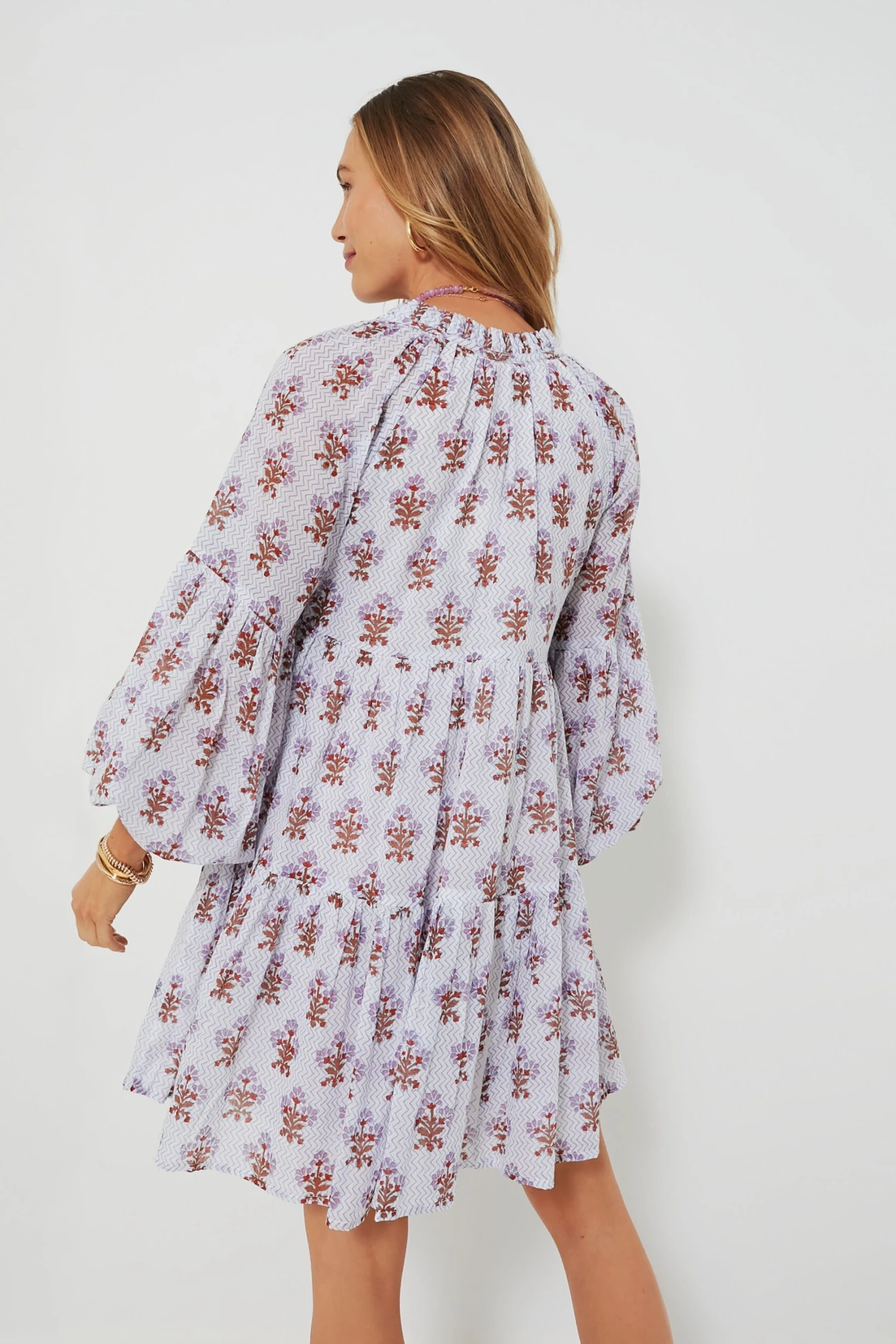 Lavender Atherton Balloon Sleeve Short Dress - Image 4