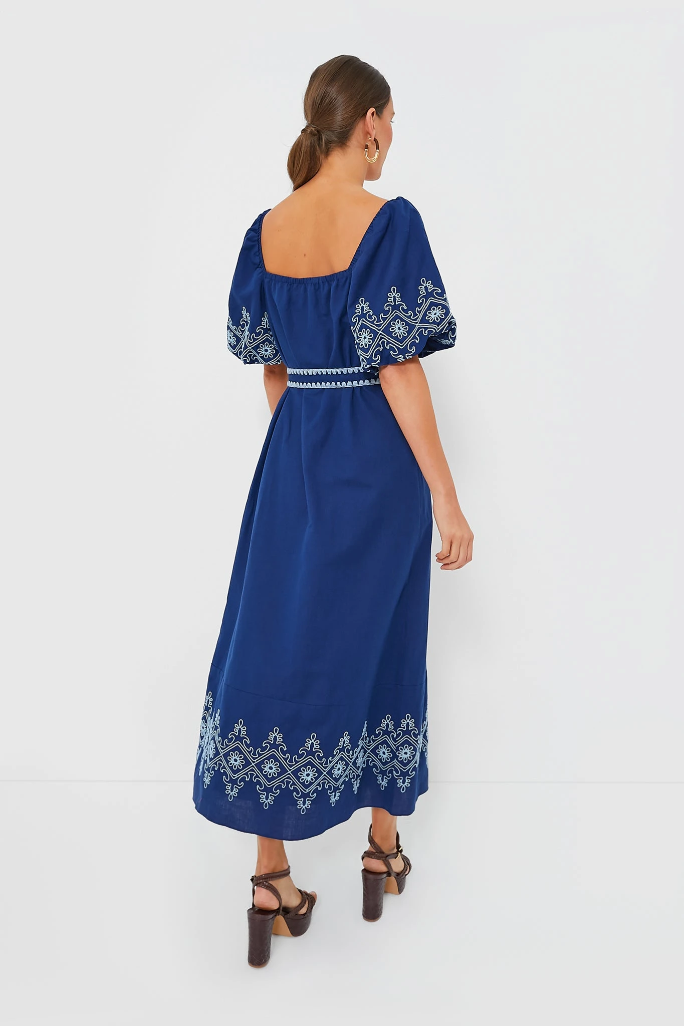 Royal With White Embroidery Maggie Maxi Dress - Image 4