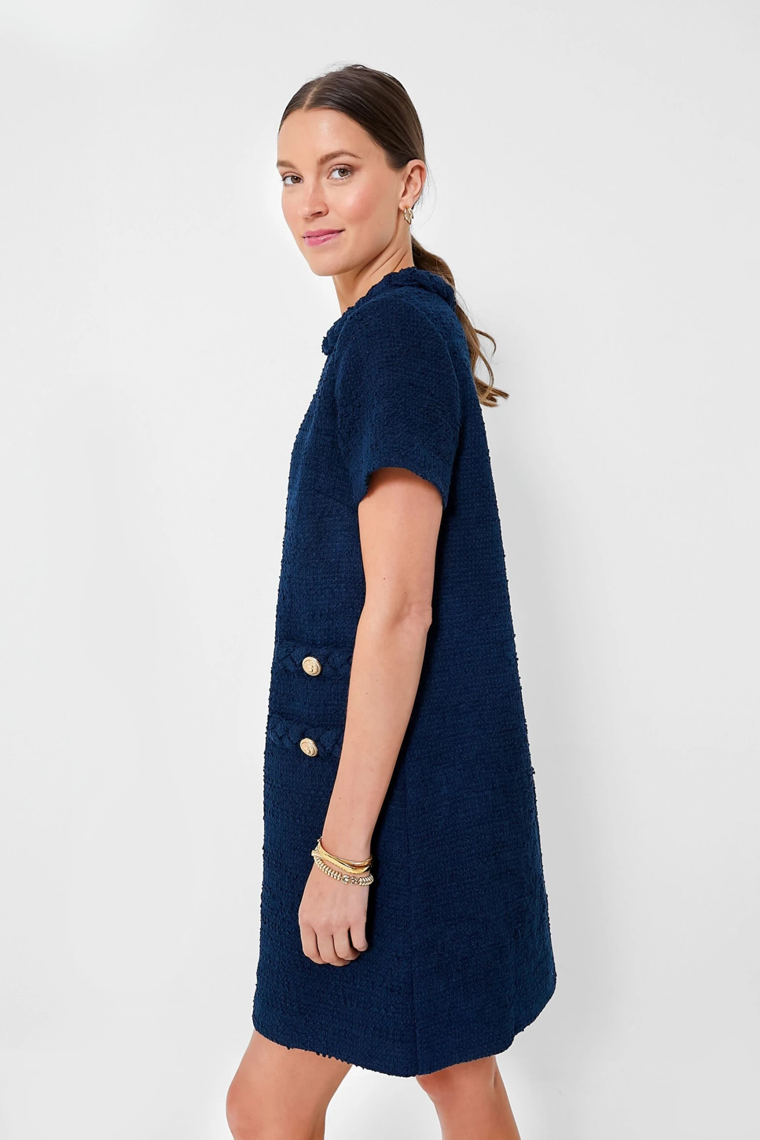 Navy Tweed Jackie Dress - Image 3