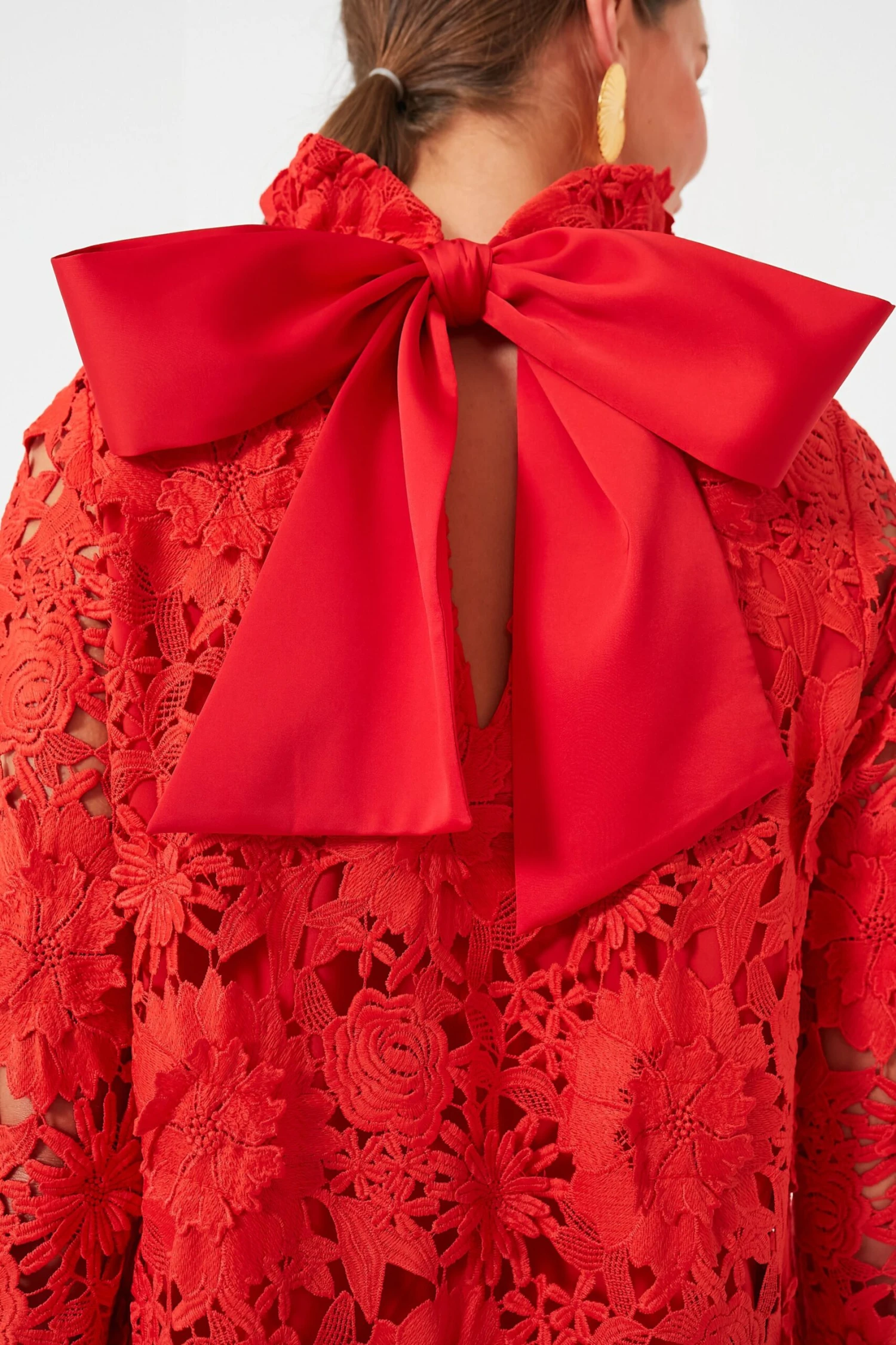 Red Guipure Lace Daphne Dress - Image 6