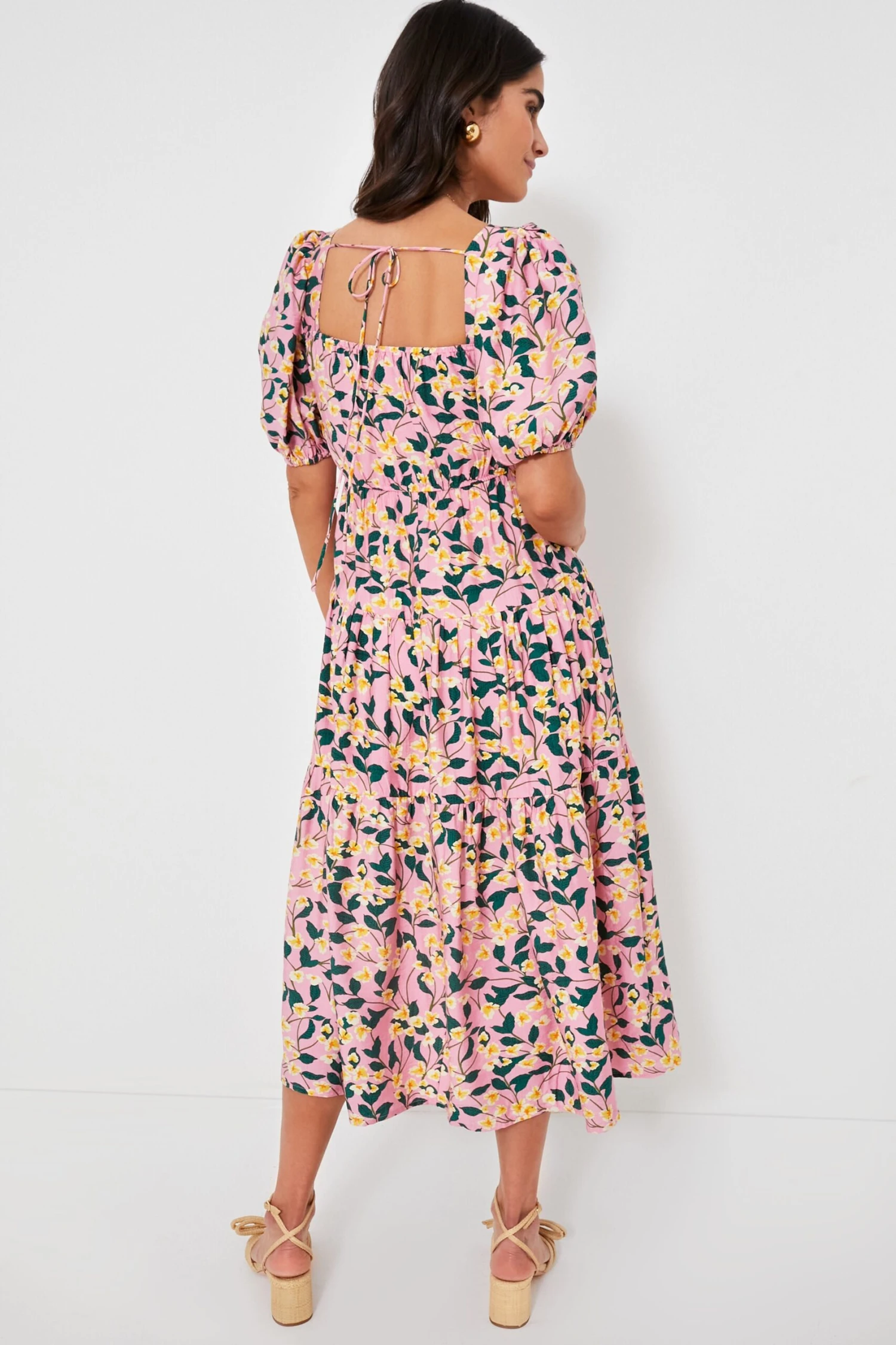Exclusive Pink Multi Floral Print Midi Dress - Image 4