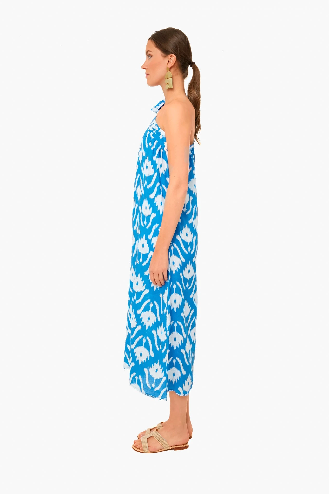 Exclusive Ikat Blue Water Lilly Dress - Image 3
