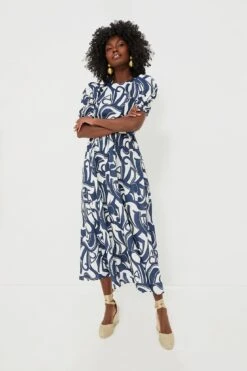 Navy & White Wilhelmina Maxi Dress