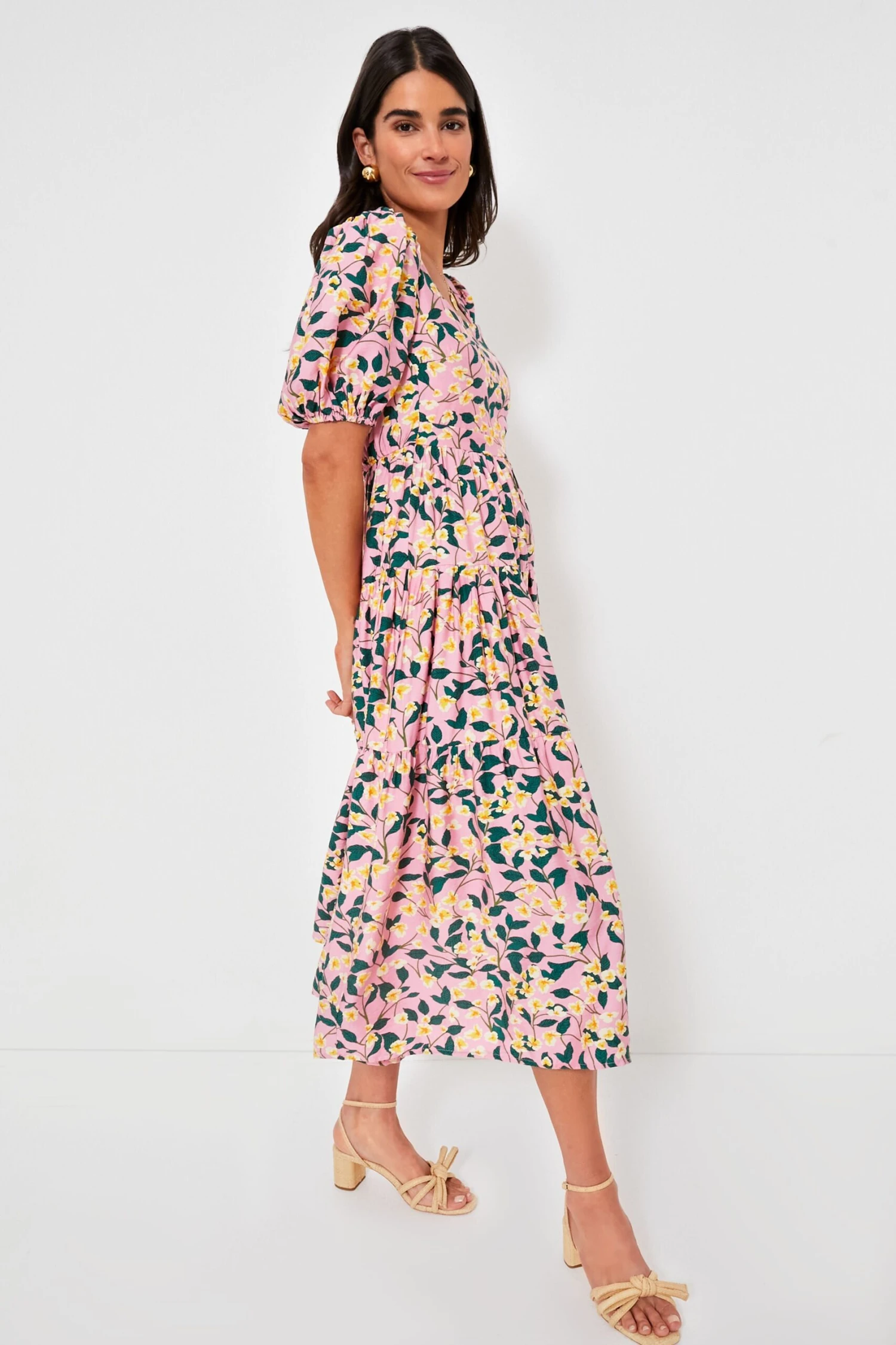 Exclusive Pink Multi Floral Print Midi Dress - Image 3