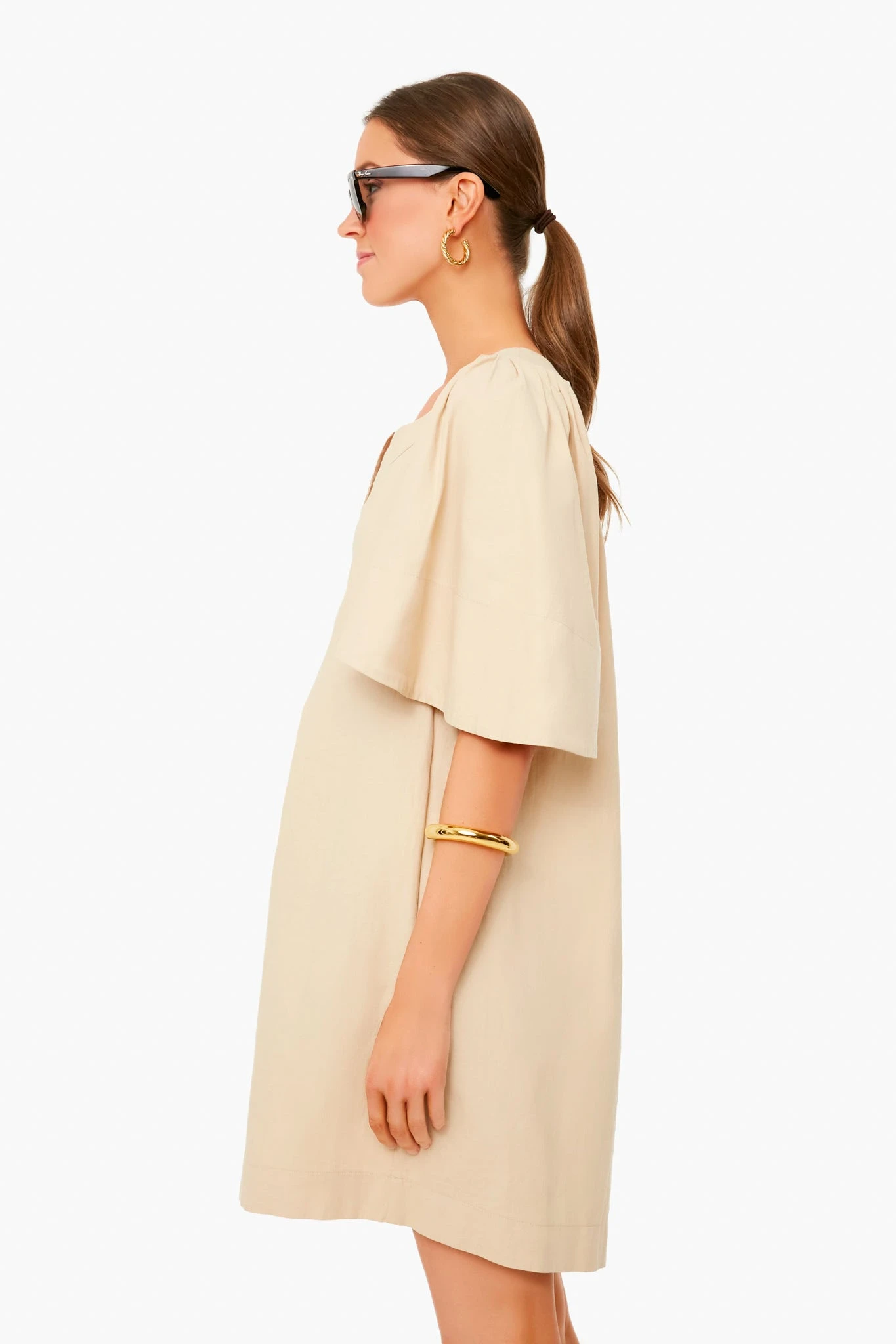 Khaki Finley Flutter Sleeve Dress - Image 3