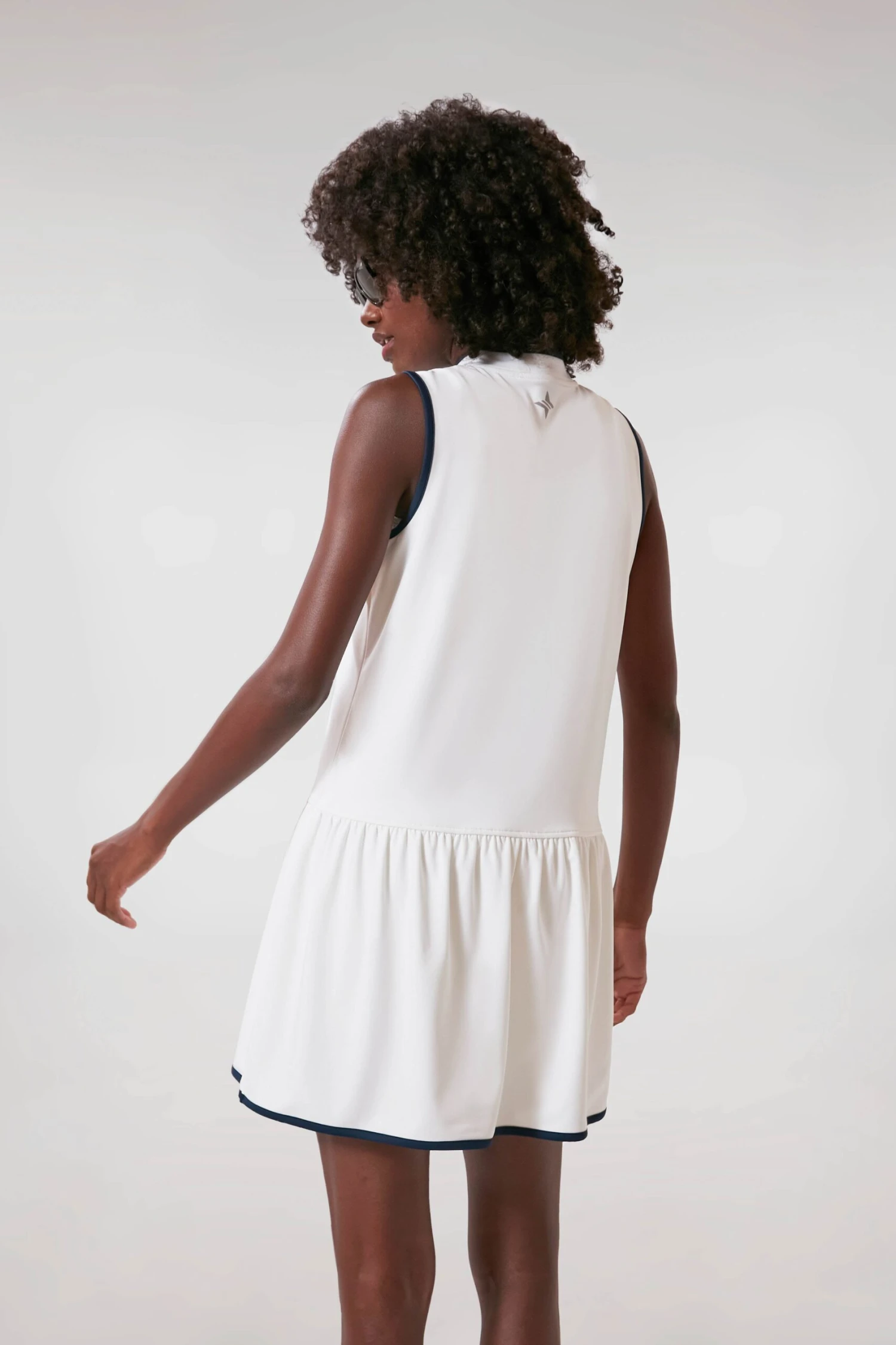 White And Navy Quarter-Zip Tennis Dress - Image 5