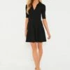 Black Patricia Core Compact Rib Polo Dress