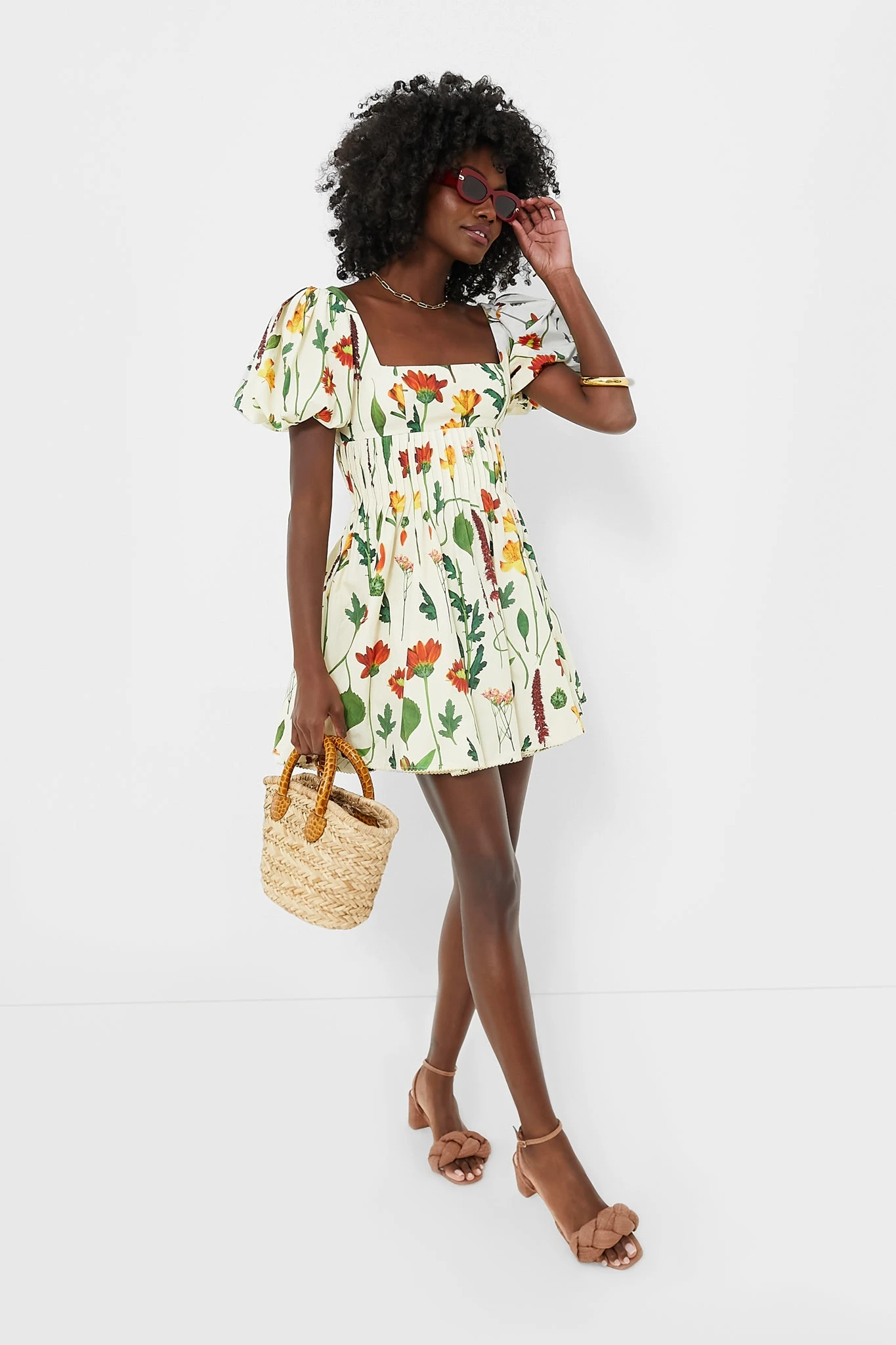 Exclusive Ivory Floral Caramelo Mini Dress - Image 7