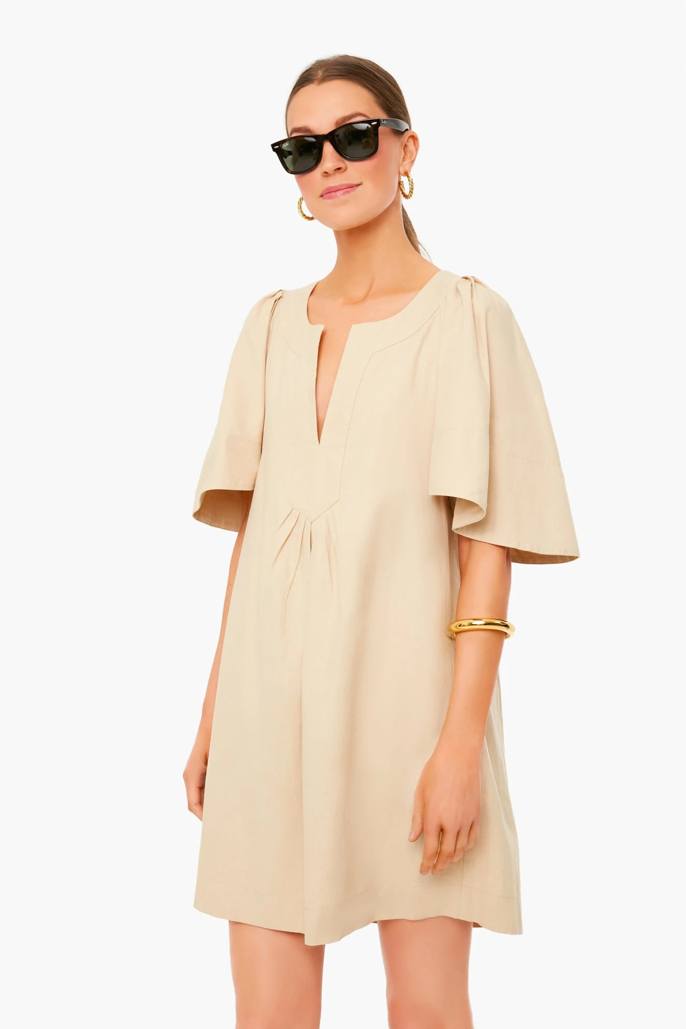 Khaki Finley Flutter Sleeve Dress - Image 5