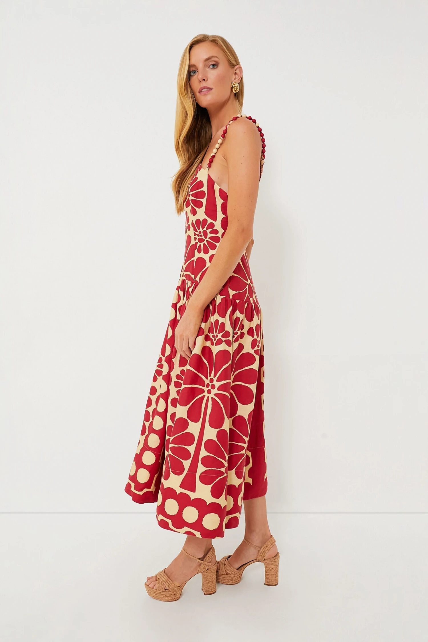 Farm Rio Palermo Red Sleeveless Dress - Image 3